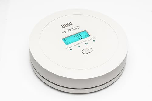 HUXGO® Detector Monoxido de Carbono HXAC01 | Sensor CO de Alta Precisión, Pantalla LCD Retroiluminada | Alarma de CO a Pilas para el Hogar