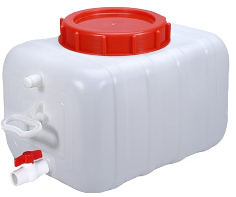 25-200L Bidón de Agua con Grifos, Tanques para Agua Plástico Alimentario Portátil para Automóvil Caravanas Camping Caravana Cocina Jardín(Size:25L,Color:Blanco)