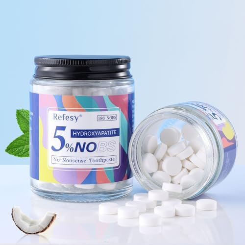 Fluoride-Free Toothpaste Tablets with Nano Hydroxyapatite - Refreshing Peppermint Flavor for Stronger Teeth - Ideal for Sensitive Mouths - Travel-Friendly Size (186 Tablets/1 Pack)