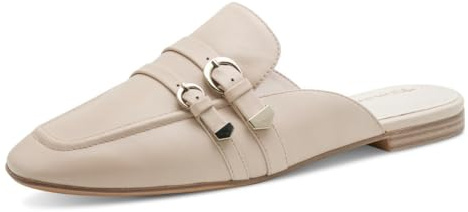Tamaris Women's Sabot Leather Flat, Ivory leather, 9.5 US