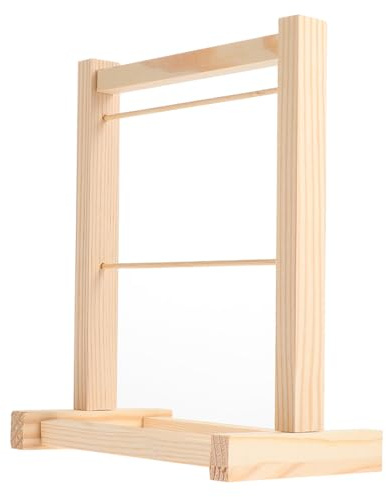 SOPOTUTU Miniatur Puppenkleiderständer aus Hochwertigem Holz Doppellagig Platzsparend Umweltfreundlich für Puppenkleider Einfache Organisation für Aufbewahrung von Puppenkleidung