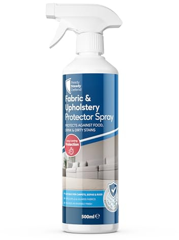 Fabric & Upholstery Protector Spray 500ml | Long-Lasting Fabric Protection for Carpets, Sofas, Rugs & Car Upholstery | Stain Barrier Repels Food, Drink & Dirty Stains | Invisible Finish Guards Fabrics