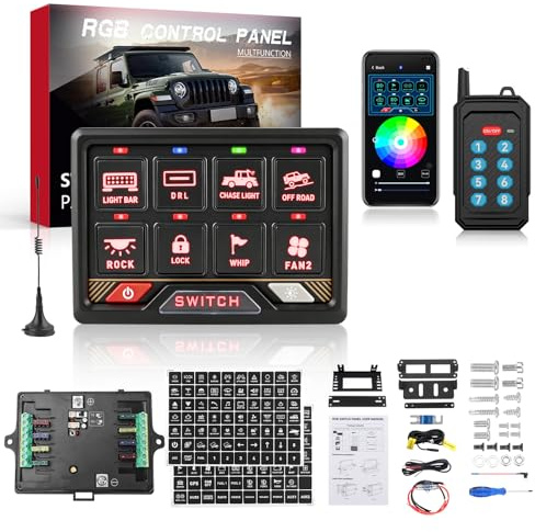 Chelhead Panneau Commande RGB 8 Gang Bluetooth APP 70m Télécommande IP65 | Panneau RGB 8 Gang avec contrôle APP Bluetooth et télécommande 70m. Modes bascule, impulsion, flash et stroboscope, IP65