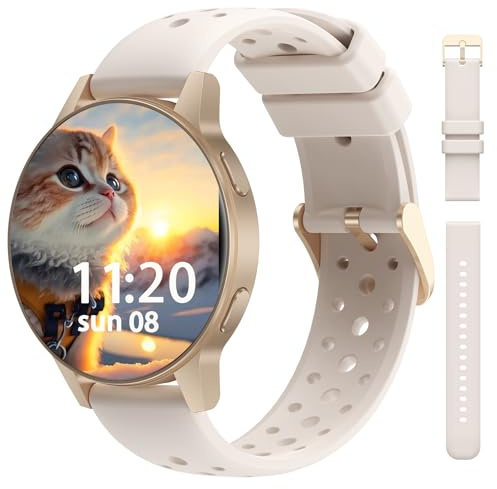 SLOKSFil 2025 Montre Connectée Femme Ronde 1.27 Smartwatch Moniteur de Fréquence, avec Appel Bluetooth 100+ Sport Mode 24H Fréquence Cardiaque Suivi du Sommeil Podometre Android iOS