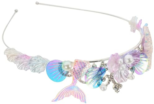SAFIGLE Meerjungfrau Haarschmuck Mädchen Stirnband mit Muschel und Strass Glitzer Party Kostüm Kopfschmuck für Erwachsene Langlebiges Bequemes Haarreif Zubehör für Geburtstags