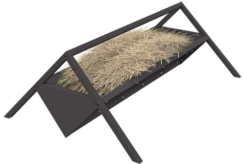 vidaXL Futtertröge für Nutztiere Schwarz 111 x 76 x 38 cm, Futterstelle für Garten & Terrasse, robuster Stahltrog für Tiere, Schüssel, Outdoor-Futter, Farmbedarf