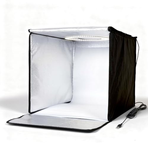 Scatola fotografica pieghevole, 40 x 40 cm, 5500 K, con illuminazione a 160 LED e 8 sfondi fotografici