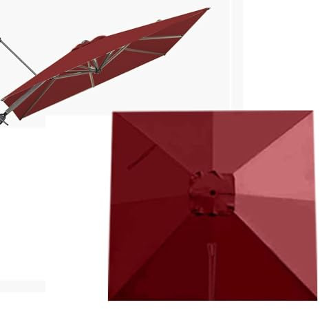 SMCMGECEUZ Telo di Ricambio per Ombrellone Decentrato 3.0x3.0m Copertura di Ricambio per Ombrellone Quadrato 8 Stecche Baldacchino di Ricambio Ombrellone(Burgundy)