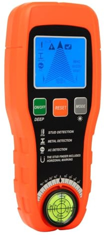 Detector De Tubos Y Cables, Detector Digital De Cables Y Metales Con Pantalla LCD, Detector De Cable De Corriente Alterna, Vigas De Madera, Tuberías, Clavos Y Nivel De Burbuja (negro-naranja)