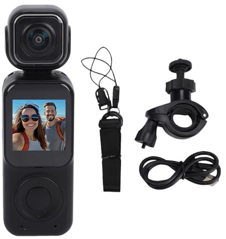 ACOGEDO Videoregistratore Portatile, Fotocamera Sportiva Portatile, con Doppia Lente 4K, 12 MP, Rotazione 180, Controllo APP WiFi, Batteria da 2000 MAh, per Vlogging All'aperto,