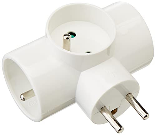 DEBFLEX - Multiprise Triplite Latérale 2P+T 16A - Pour Obtenir Trois Branchements Sur une Même Prise - Sécurité Enfant Intégrée - Blanche