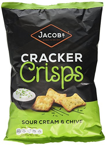 JACOB'S Cracker Crisps Sour Cream and Chive Snacks Sharing Bag 150g | Gourmet Multigrain Snack, Baked & Crunchy, Perfect for Sharing, Vegetarian Friendly