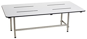 Seachrome Wall Mounted Bench Style Shower Seat, Swing Down Legs, 48-Inch x 24-Inch, Solid White Phenolic Top