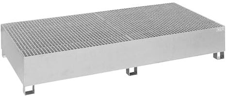 QUIPO | Stahl-Auffangwanne für Tankcontainer IBC/KTC | für 2 x 1000-l-Container / 8 x 200-l-Fass stehend | feuerverzinkt