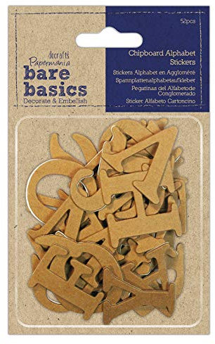 Chipboard Alphabet Stickers (52 pieces)