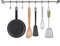 NACTECH Porta Utensili da Cucina Bagno in Acciaio Inox Barra Porta Mestoli, Padelle, Tazze, Ombrelli, con 7 Gancio Mobili Binario da Parete