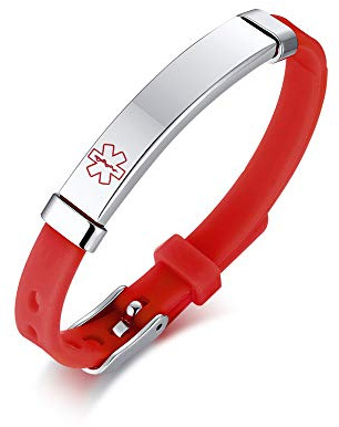 Vnox Personalizza Incisione Personalizzata Braccialetto Medico ID per Bambini Braccialetto Medico Gomma Medica Silicone Braccialetto Medico per Bambini, Regolabile