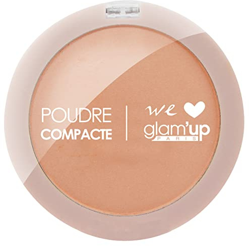 Glam'Up Paris - Poudre Compacte - Poudre Pressée - Couverture Complète - Longue Tenue - Fini Mat et Naturel - Contrôle de la Brillance - N°3 - Beige