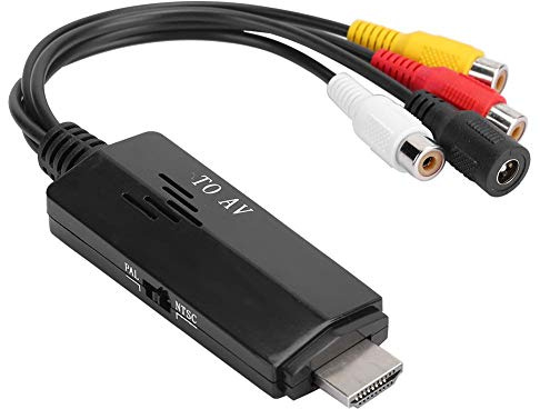 943 Convertidor HDMI a Cinch, Convertidor 1080P HD Adaptador de Video para señal HDMI a RCA, para TV, VHS, VCR, Soporte para Roku/DVD/Cable Box / PS3, Plug to Box Converter