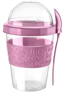 BEFA 4er-Set Müsli to Go | BPA Frei | Müslibecher | Deckel inkl Löffel mit Halterung | Joghurtbehälter | Obstbehälter | Salatbecher | Reisebecher | Lunchbox | Fruit