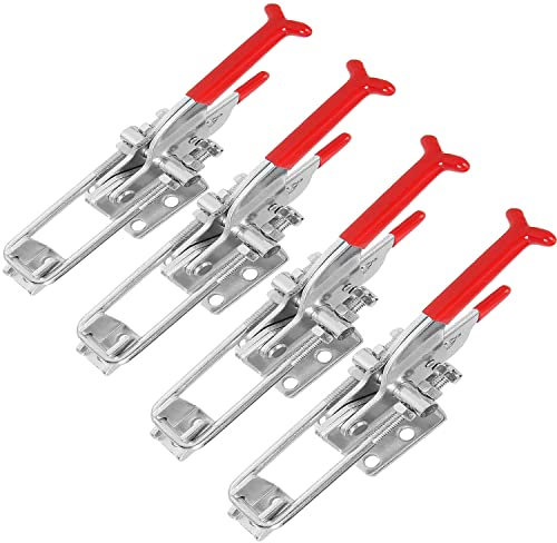 AConnet 4 PCS Self Lock Toggle Latch Clamp GH-431 Adjustable Heavy Duty Toggle Clamp Latches 3080LBS Small Toggles Latch Action Toggles Clamping for Door Box Case Trunk Smoker Pull Latches