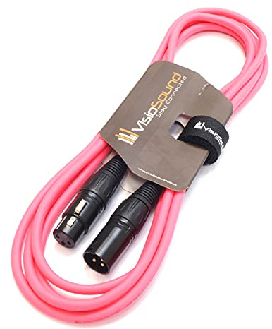 Premium Microphone Lead Male XLR to Female XLR Balanced Cable (Pink, 3m) | Professional Tour-Grade Noiseless OFC Balanced Microphone, Signal, Audio Cable / 10 Colours