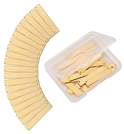 BEEFLYING 20Pcs Rechteck Stanzen Blank Tags Glatt Messing Charms Goldene Anhänger Für DIY Armband Halskette Schmuckherstellung Zubehör Kunsthandwerk Heimtextilien