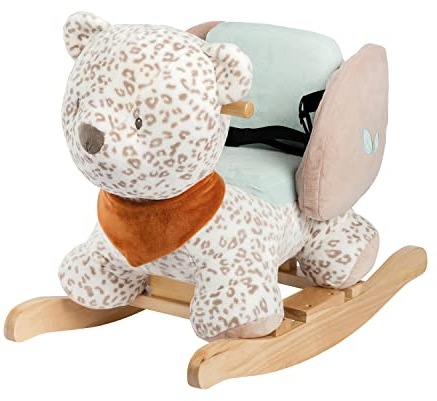 Nattou Schaukeltier Schneeleopard Jungo, Inkl. Sicherheitsgurt, Fröhliches Hin- und Herschaukeln, 60x30x46 cm, Vegan, Boris & Jungo, Weiß
