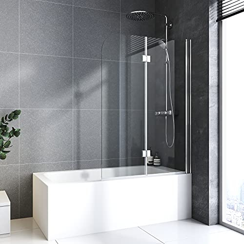 Duschwand für Badewanne Faltbar 120x140cm Duschwand für badewanne Badewannenaufsatz Duschkabine mit 6mm Nano Glas Badewannen Duschwand Faltbar Badewanne Duschwand 120x140cm