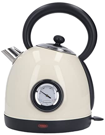 dsheng Bouilloire électrique 1.8L capacité Chauffage à Sec Ampoule Couverture Petite Bouilloire électrique Prise UE 220-240V pour Bureau à Domicile (Beige)