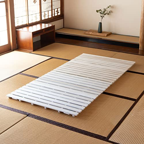 EMOOR Falttyp Latten Futonbett Einzel Größe (96 x 197 cm), Franco-Tower für Japanische Boden-Futon-Matratze, Holz Paulownia Boden Unlackiert Natürlich Schlafbettwäsche Gäste Tatami-Matte
