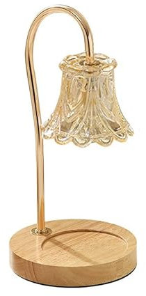 Topchances Lampada scaldavivande dimmerabile con 2 lampadine portacandele aromatiche per casa, ufficio, camera da letto, soggiorno (ambra con timer)