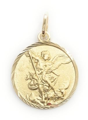 Médaille Pendentif Saint Michel Archange en Argent Sterling Couverture Or 18 ct Saint Michel Archange, défendez-nous dans la lutte