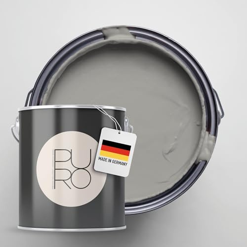 Livingwalls PURO Premium Wandfarbe c1003 - Malerfarbe für Wohnräume und Arbeitszimmer mit sehr hoher Deckkraft - matte hochwertige in Grau - 2,5l