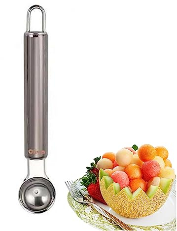 Scavino per Frutta e Verdura,Scavino per Melone Anguria Cocomero,Cucchiaio per Palline Frutta Gelato,in Acciaio Inox,Lavabile in Lavastoviglie