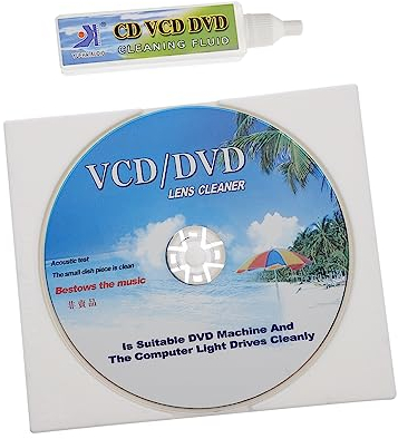 CAXUSD Multifunctional Cd Dvd Cleaning Kit 2pcs Set Cleaning Disc and Liquid Solution for Dvd Player Maintenance and Playback Optimization Suitable for Home and Office Use