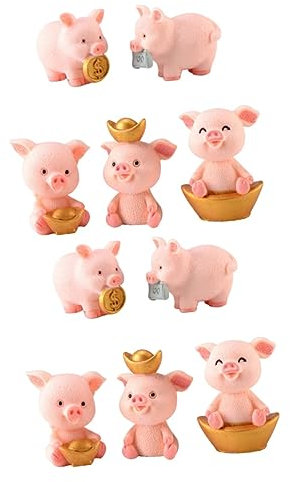 Garneck 10 STK Miniatur Schweinchen Kuchen Cupcake-Topper Mini-tierfiguren Cupcake-Dekorationen -Statue Schweinefiguren -Ornament Auto Sukkulenten Jahr des Schweins