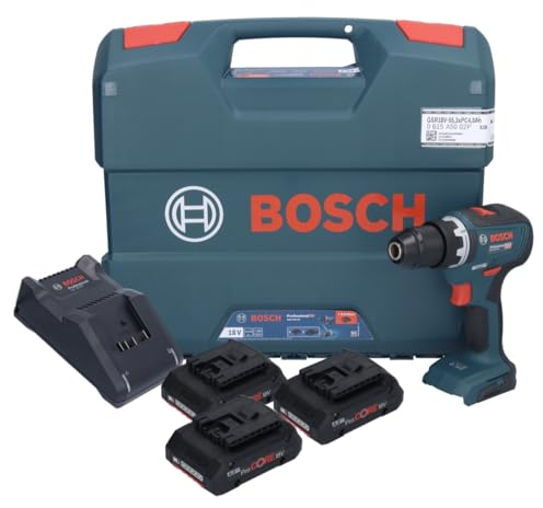 Bosch Professional 18V System GSR 18V-55 Akku-Bohrschrauber (inkl. 3x 4,0 Ah ProCORE Akku, GAL 18V-40 Ladegerät, in L-Case)