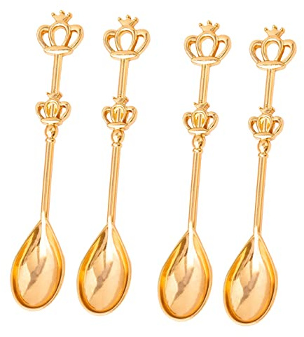 Cuillère à Café Couronne en Acier Inoxydable, Lot de 4 Pièces