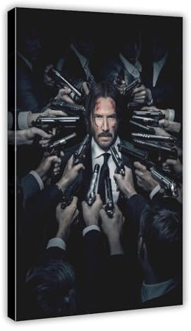 John Wick Reeves Filmposter 3 Leinwandposter Schlafzimmer Dekor Sport Landschaft Büro Zimmer Dekor Geschenk Rahmenstil 40 x 60 cm