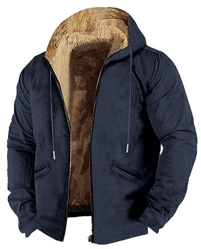 Kswlwccpp Herren Jacke Herbst mit Fell Warm Arbeit Jacke Winterjacke 6Xl mit Kragen Gefüttert Pilotenjacke Übergangsjacke Winter Softshell Fleece Atmungsaktiv Herren-Jacken Arbeitsjacke