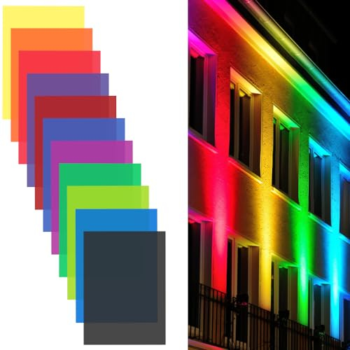 XAVSWRDE 22 PCS Correction Gel Light Filter Colored Overlays Transparency Color Film Plastic Sheets Flash Gel Sheets Lighting for Photo Studio Light Video Photography, 11 Assorted Colors (29.7x21cm)