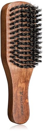 Spazzola per barba da uomo, spazzola per capelli con setole rigide di cinghiale per la cura del pelo, spazzola per capelli baffi in legno lucidata a mano, per tutti i tipi di barba e capelli
