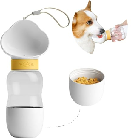 GCFTIFF Bouteille d'eau pour chien avec récipient de nourriture multifonction portable 2 en 1, eau de voyage, étanche aux fuites, convient pour la marche et la randonnée en plein air pour animaux de