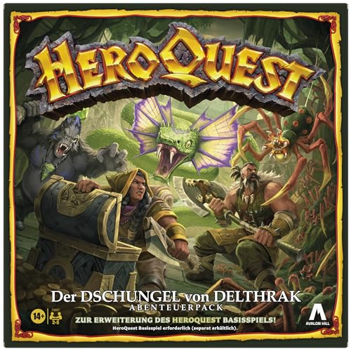 Avalon Hill HeroQuest Der Dschungel von Delthrak Abenteuerpack, HeroQuest Basisspiel erforderlich, Rollenspiel - Deutsche Version, Earthy Tones and Blue and White