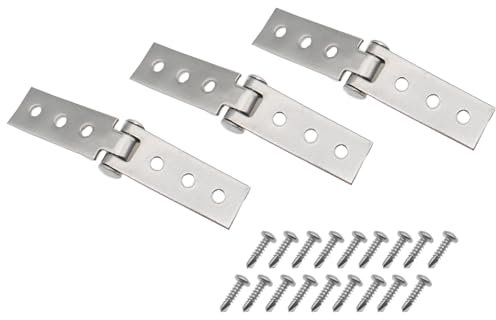 OZXNO Lot de 3 charnières pliantes argentées sans cadre pour fenêtre en verre et acier inoxydable avec vis