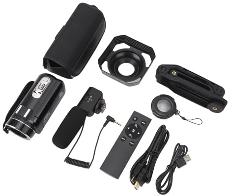 Caméscope Vidéo Professionnel avec Télécommande, 4K 30 FPS, 56 MP, Nocturne IR, Zoom 18X, écran Tactile IPS 3,0 Pouces, Caméra Vlog Numérique Légère pour la Photographie