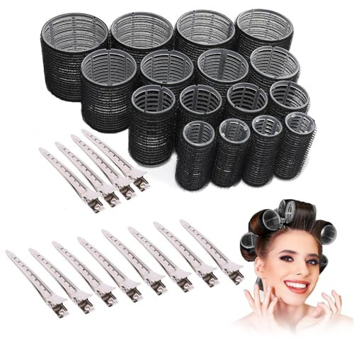 16pcs Large Hair Rollers, 12pcs Roller Clips, DIY Hairdressing for Long, Medium & Short Hair
