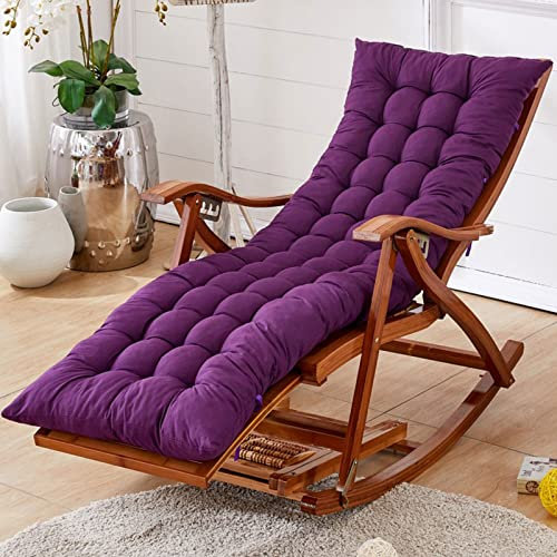 Stuhlkissen für den Außenbereich, Schaukelstuhlkissen, Liegestuhl-Relaxkissen mit rutschfesten Rückengurten für Garten, Innen- und Außenbereich, Terrasse (lila, 155 x 48 x 8 cm)