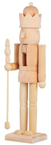 BUGUUYO Unpainted Nutcracker Figurine Diy Walnut Soldier Ornament Flat Bottom for Stable Standing Home Office Cafe Decoration